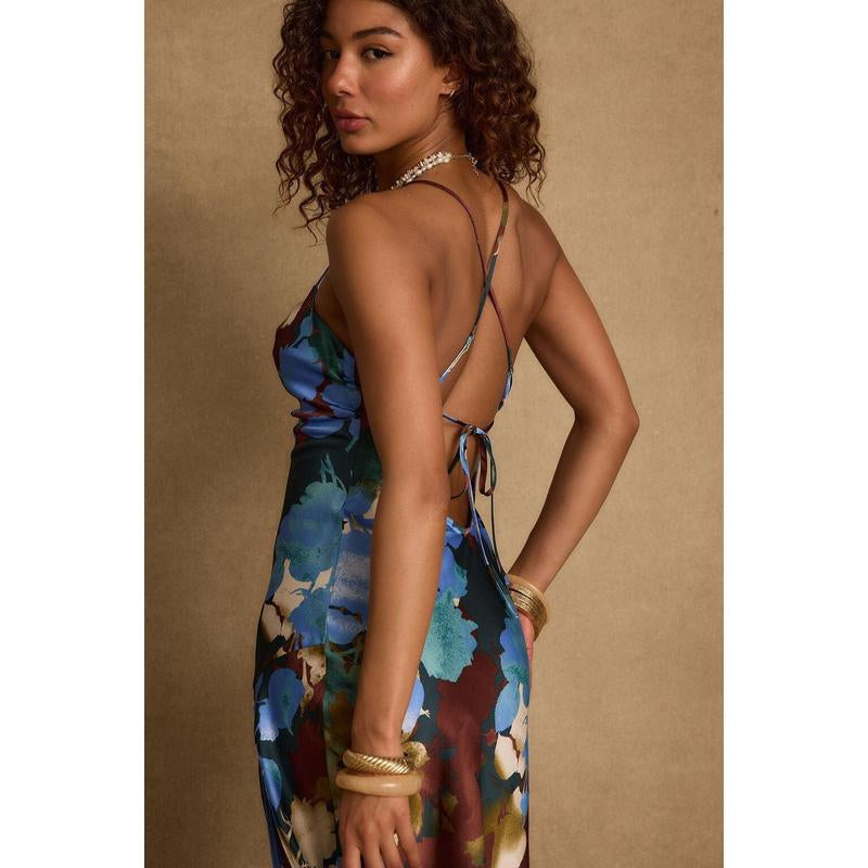 Natalia Blue Printed Maxi Dress