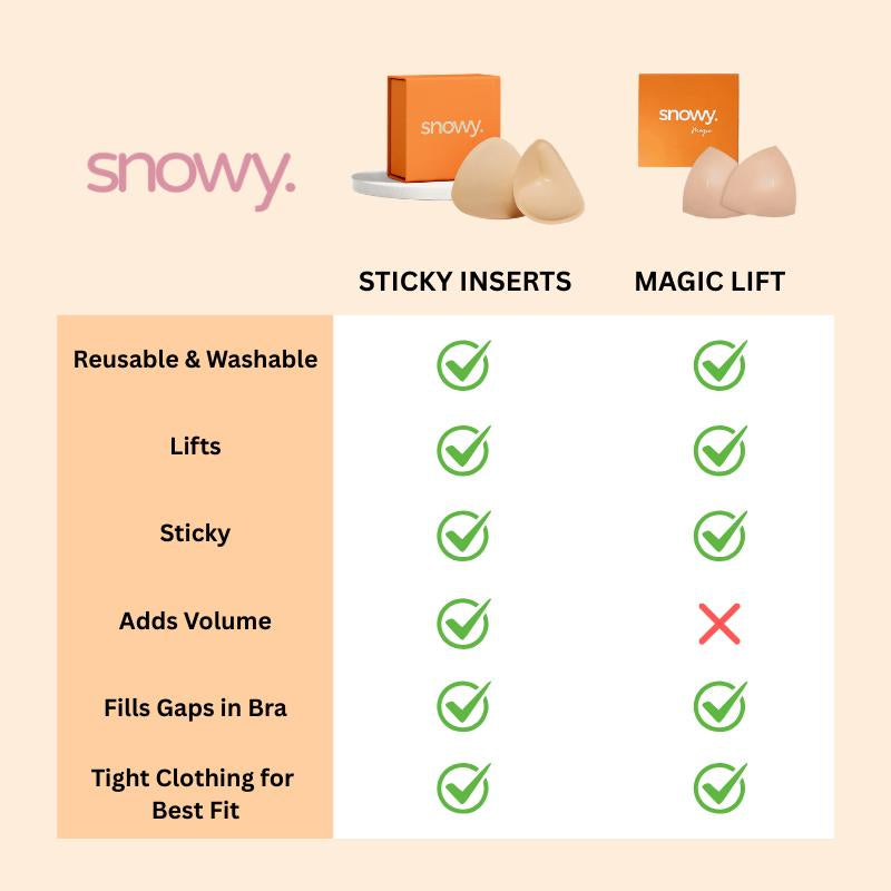SNOWY Sticky Inserts - Instant Lift & Boost, Washable & Reusable, Outfit Enhancer