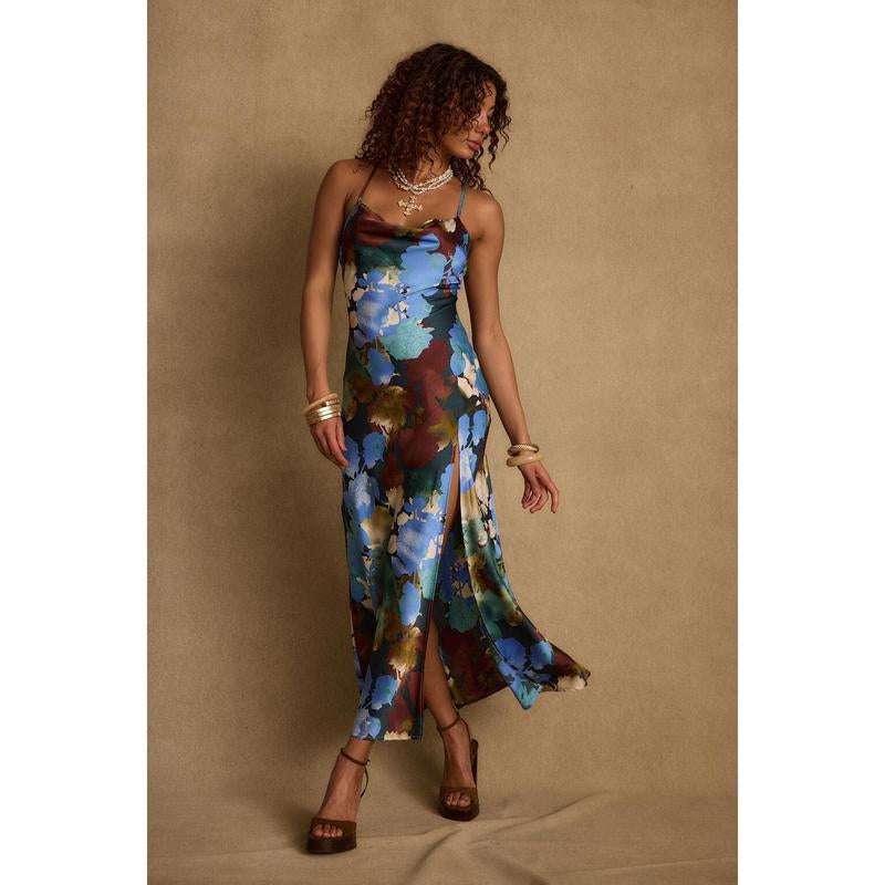 Natalia Blue Printed Maxi Dress