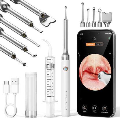 Tonsil Stone Remover Kit with Camera & Light - Wifi Connected for Ios/Android, 5 Attachments, Rechargeable (Usb/Battery), Home Oral Care Tool