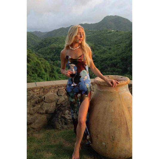 Natalia Blue Printed Maxi Dress