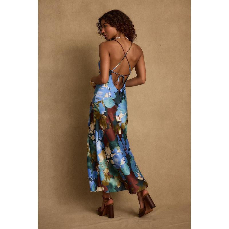 Natalia Blue Printed Maxi Dress
