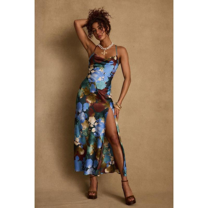 Natalia Blue Printed Maxi Dress